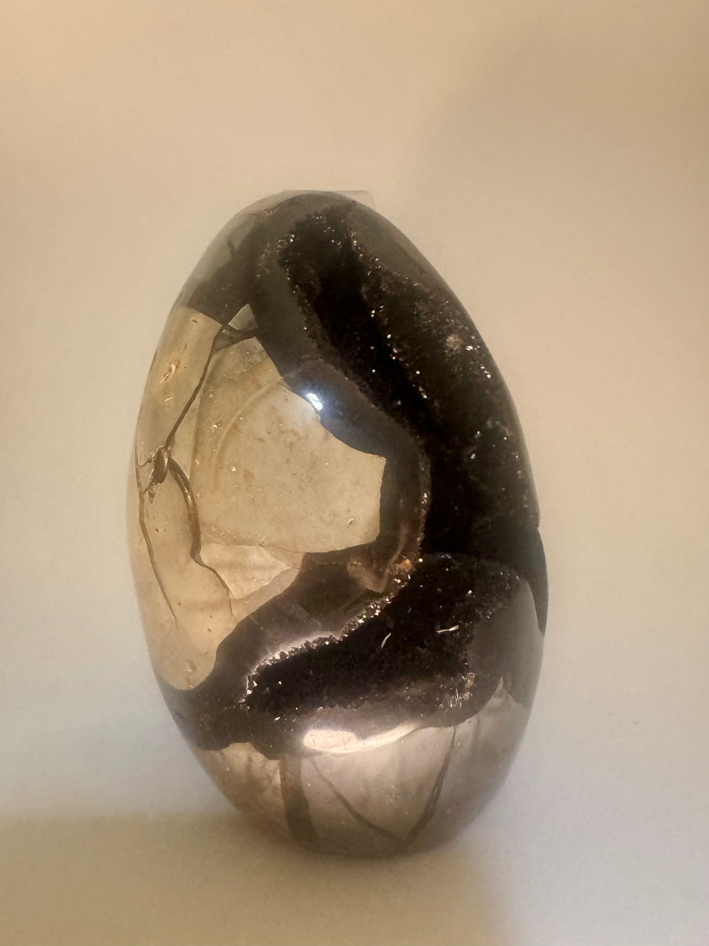 Septarien Drachenstein 12.4cm – Funkelnde Formation aus Madagaskar 🐉 Naturkristall mit Calcit & Aragonit