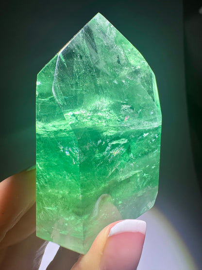 Fluorit Spitze grün klar 6,5 cm | Seltene Qualität 139 g | Brasilien – UNIQUECRYSTALS