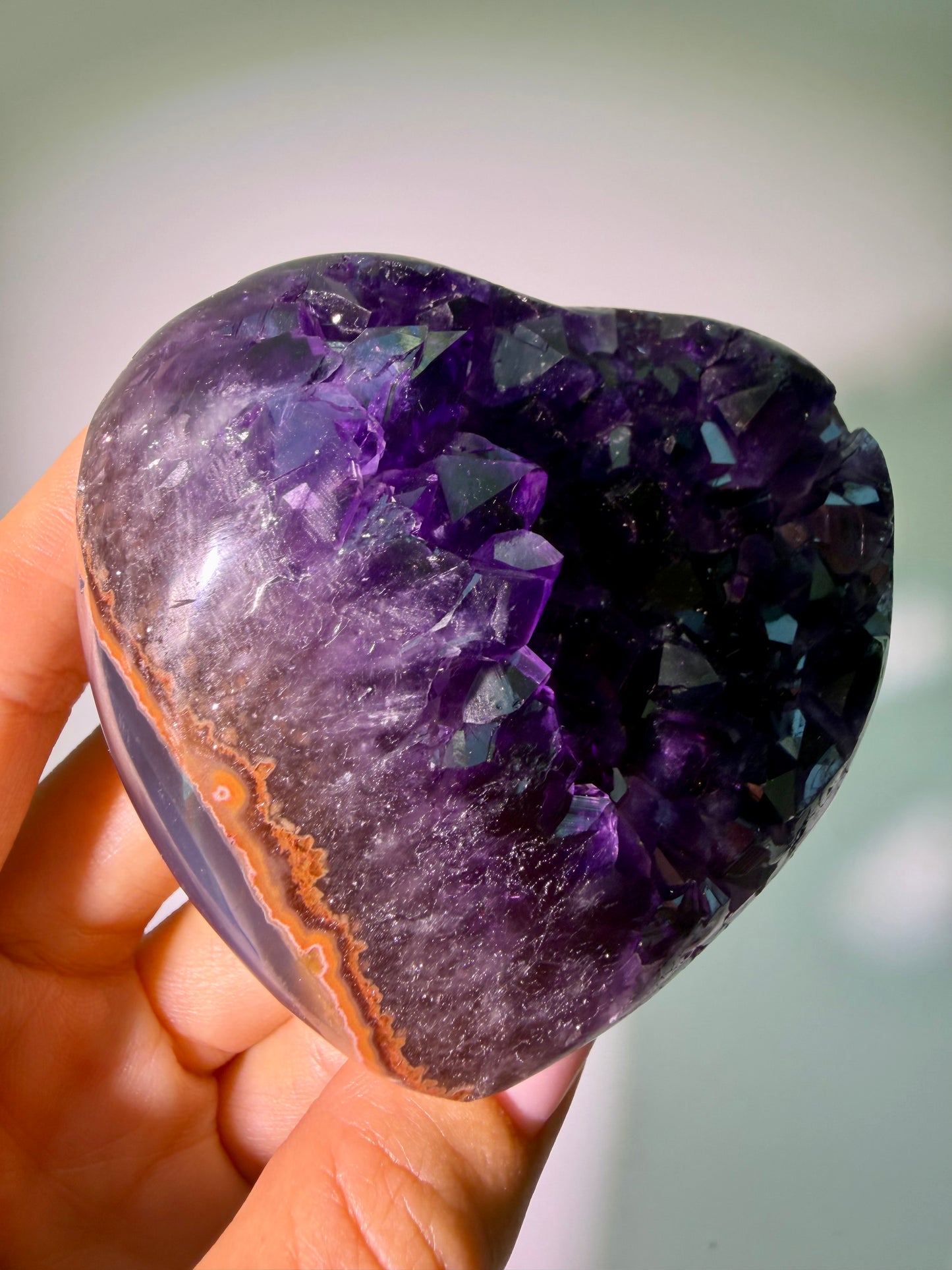 Premium Amethyst Herz 7,5 cm – 254 g | Heilstein aus Uruguay
