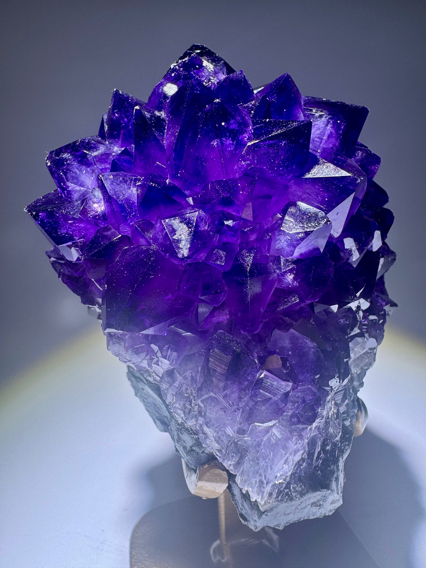 Amethyst Blüte / Blume Uruguay 14,5 cm mit Goldständer | Dunkelviolette Spitzen | 748 g – UNIQUECRYSTALS
