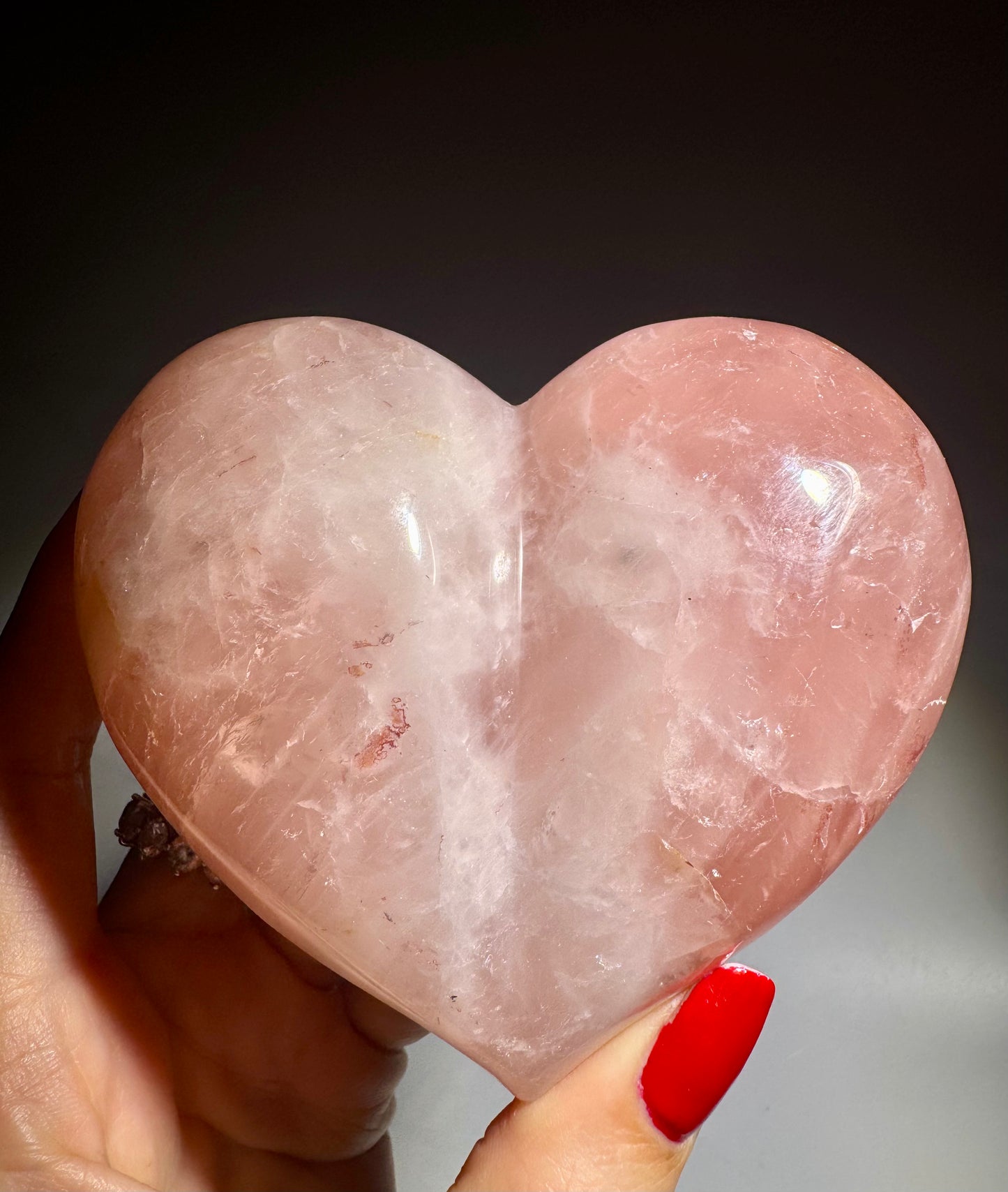 Rosenquarz Herzen juicy –  dreidimensionale Form