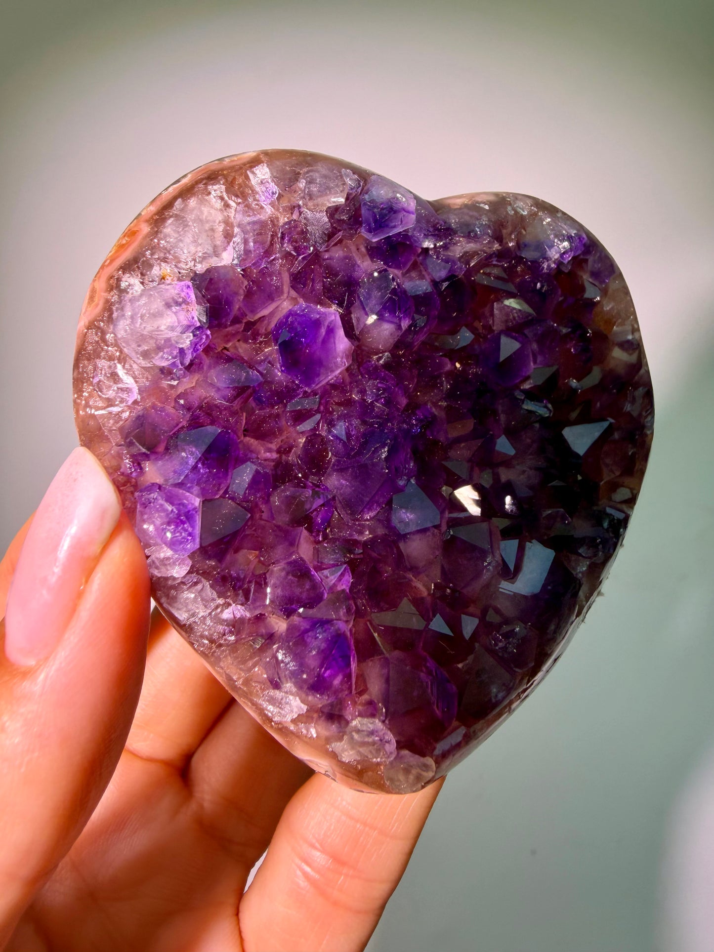Premium Amethyst Herz 7 cm – 183 g | Kristallherz aus Uruguay