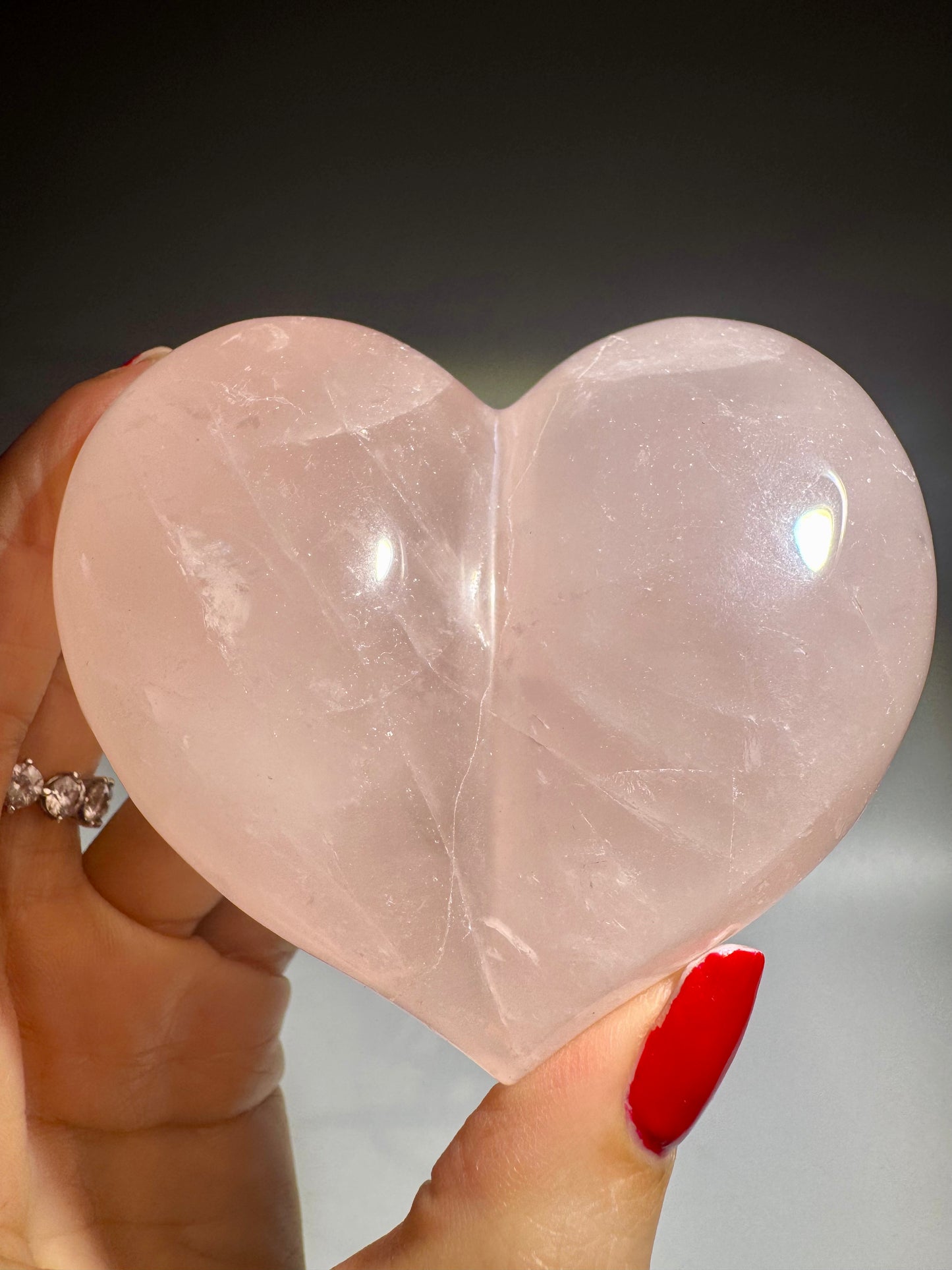 Rosenquarz Herzen juicy –  dreidimensionale Form