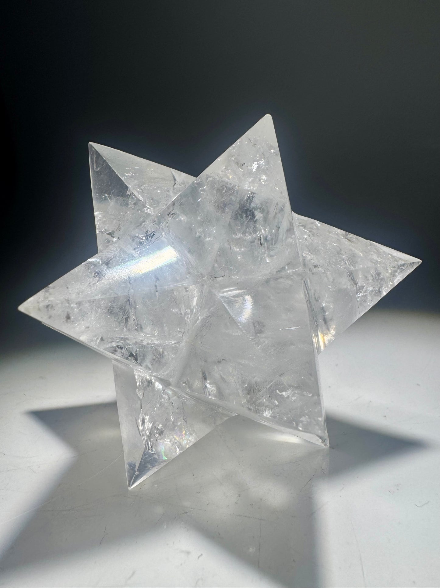 Merkaba Stern aus Bergkristall 7,6 cm – Extra klare Lichtenergie 💎