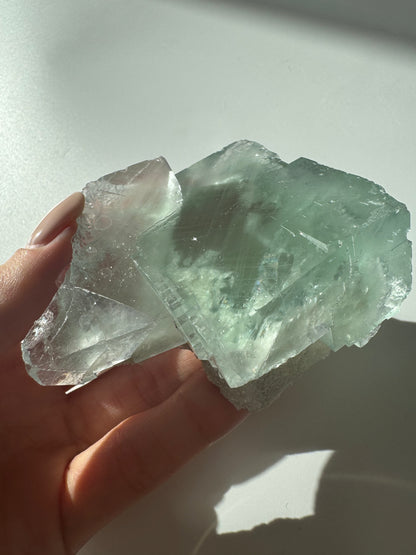 Exklusiver Glas Fluorit mit Phantom - 7.2cm, 212g