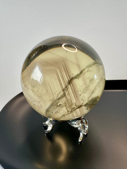 Exklusive Phantom Citrin Kugel mit Regenbogen (extra klar) ☀️ - 5.2cm, 200g
