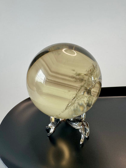 Exklusive Phantom Citrin Kugel mit Regenbogen (extra klar) ☀️ - 5.2cm, 200g