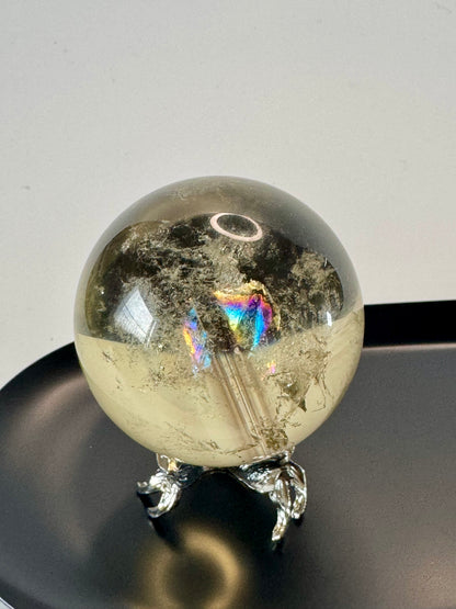 Exklusive Phantom Citrin Kugel mit Regenbogen (extra klar) ☀️ - 5.2cm, 200g