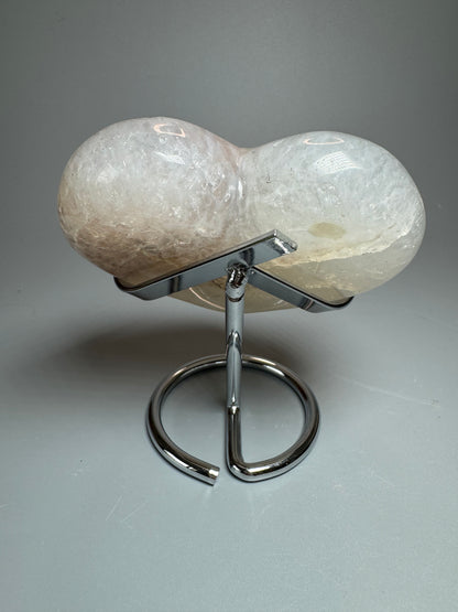Cœur en améthyste arc-en-ciel rose d'Uruguay - 9 cm, 353 g