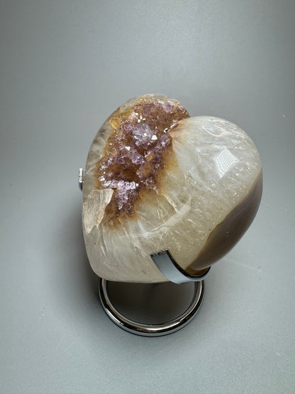 Bezauberndes rosa Rainbow Amethyst Herz aus Uruguay - 9cm, 400g