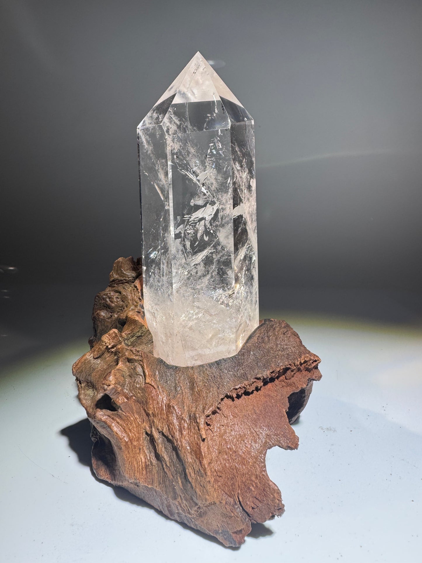Exklusive Bergkristallspitze Kristall 16 cm auf Wurzelständer