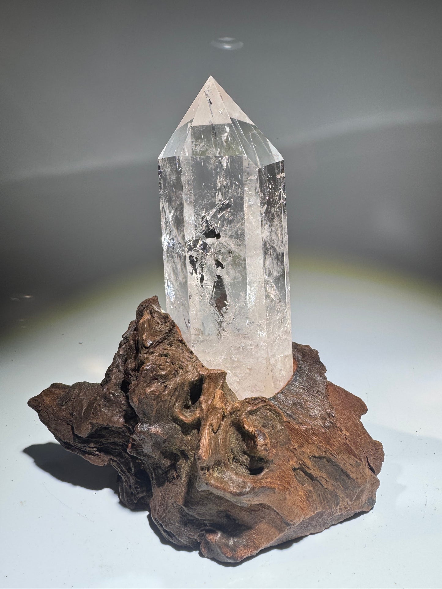 Exklusive Bergkristallspitze Kristall 16 cm auf Wurzelständer