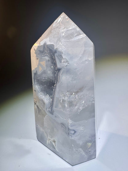 Hellblaue Achat-Spitze 9.5 cm 💎 Brasilien
