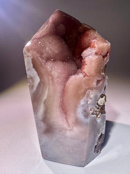 Exklusiver Pink Amethyst Turm 💗 12,5 cm – 1,01 kg Blumen-Kristalle