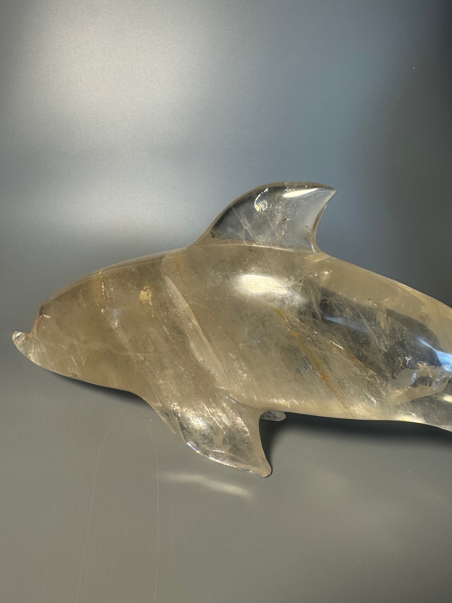 Bergkristall Delfin mit Citrin 37 cm 2,14 kg | Handmade Brasilien