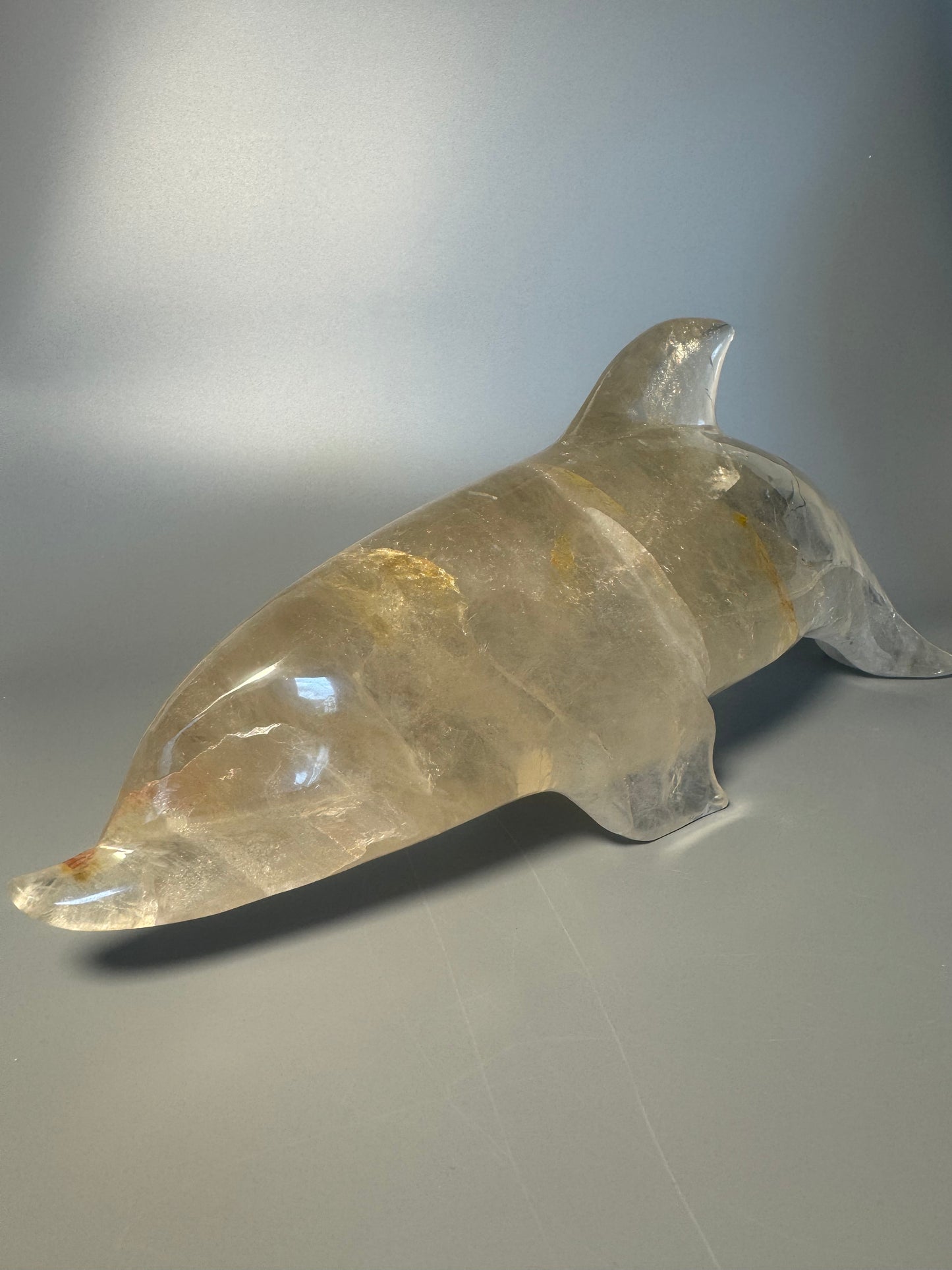 Bergkristall Delfin mit Citrin 37 cm 2,14 kg | Handmade Brasilien