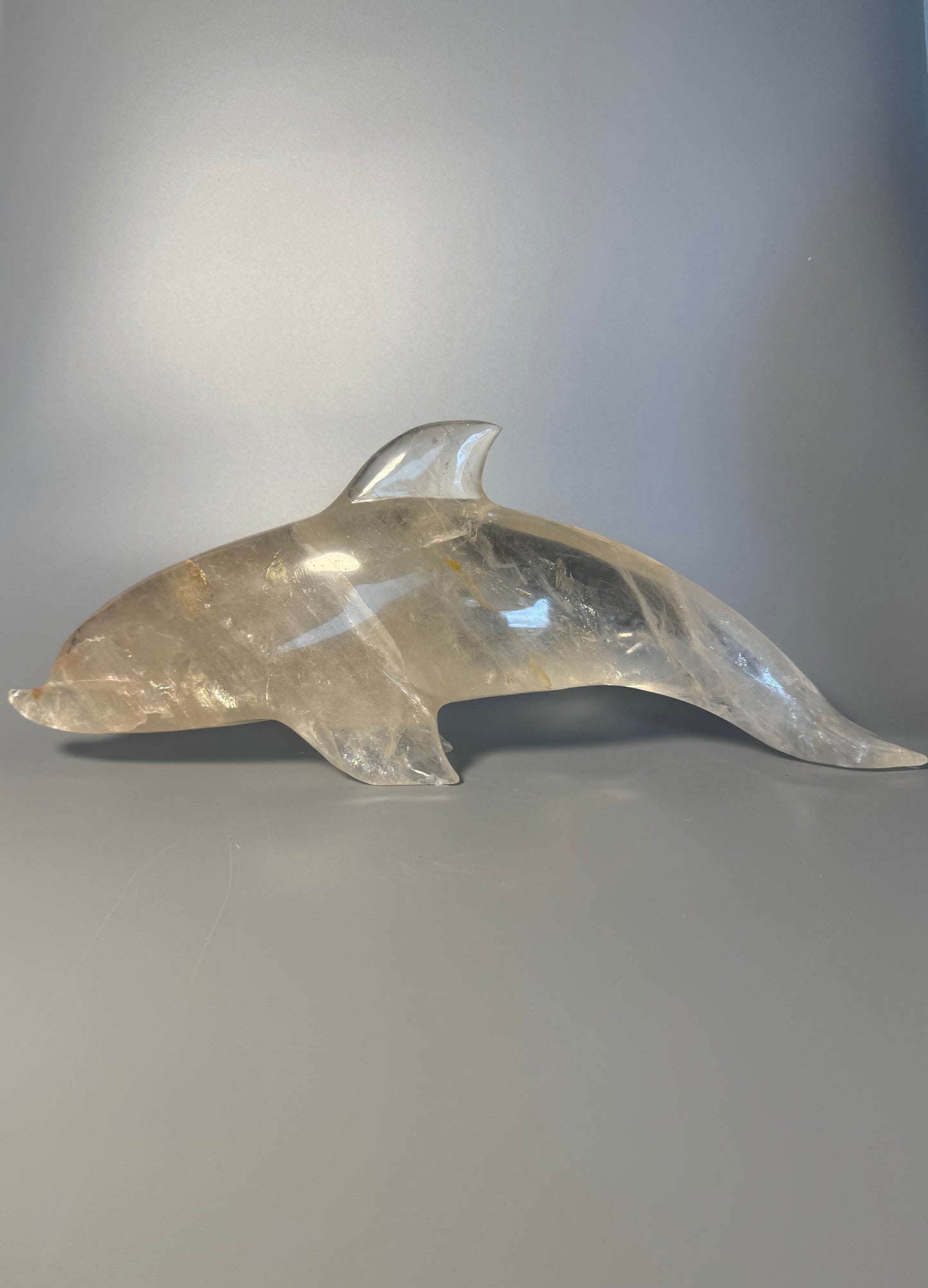Bergkristall Delfin mit Citrin 37 cm 2,14 kg | Handmade Brasilien