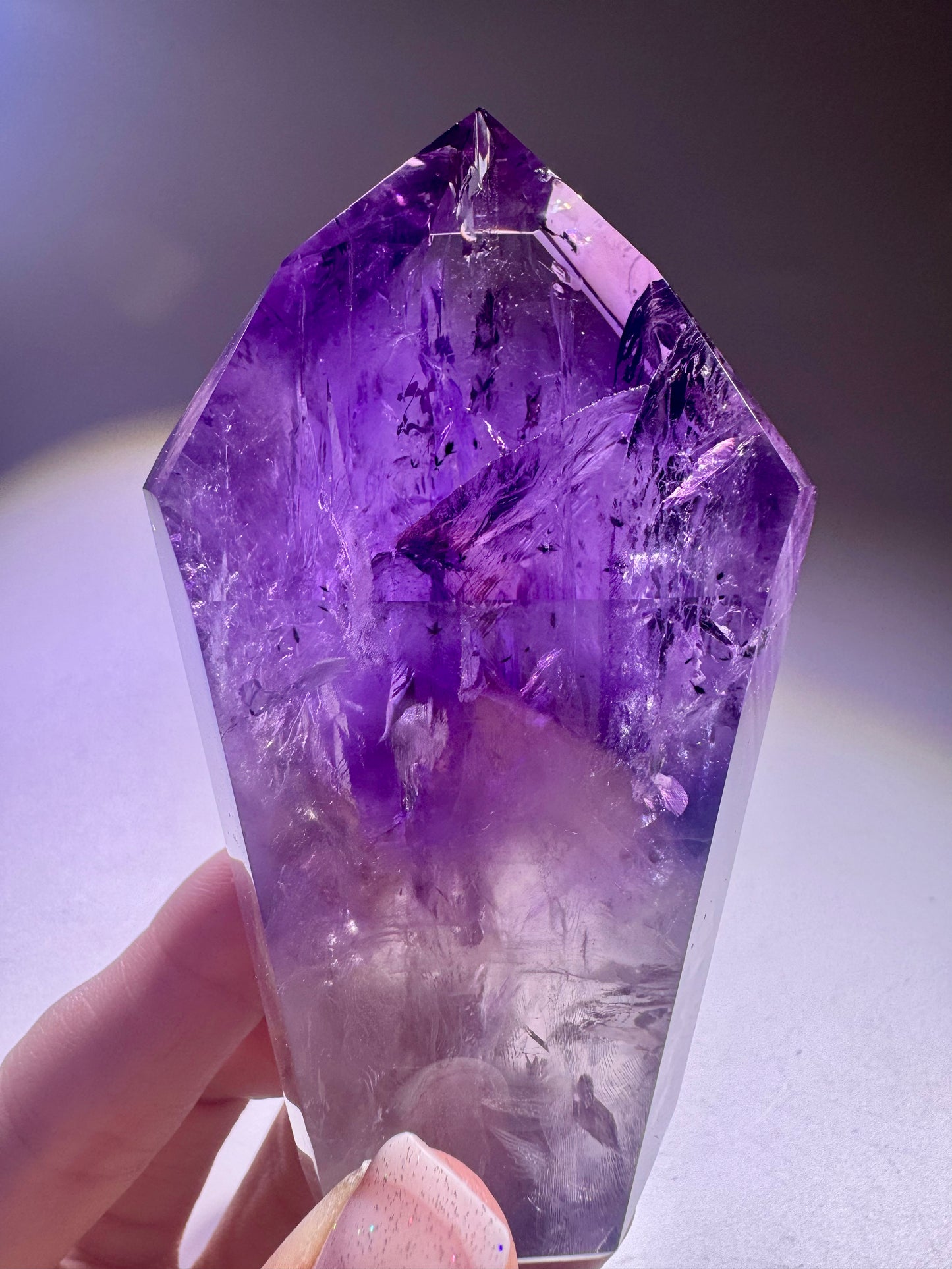 Ametrinspitze 9 cm – 203 g – Hochwertiger Amethyst-Citrin mit Regenbogen & Phantomstruktur