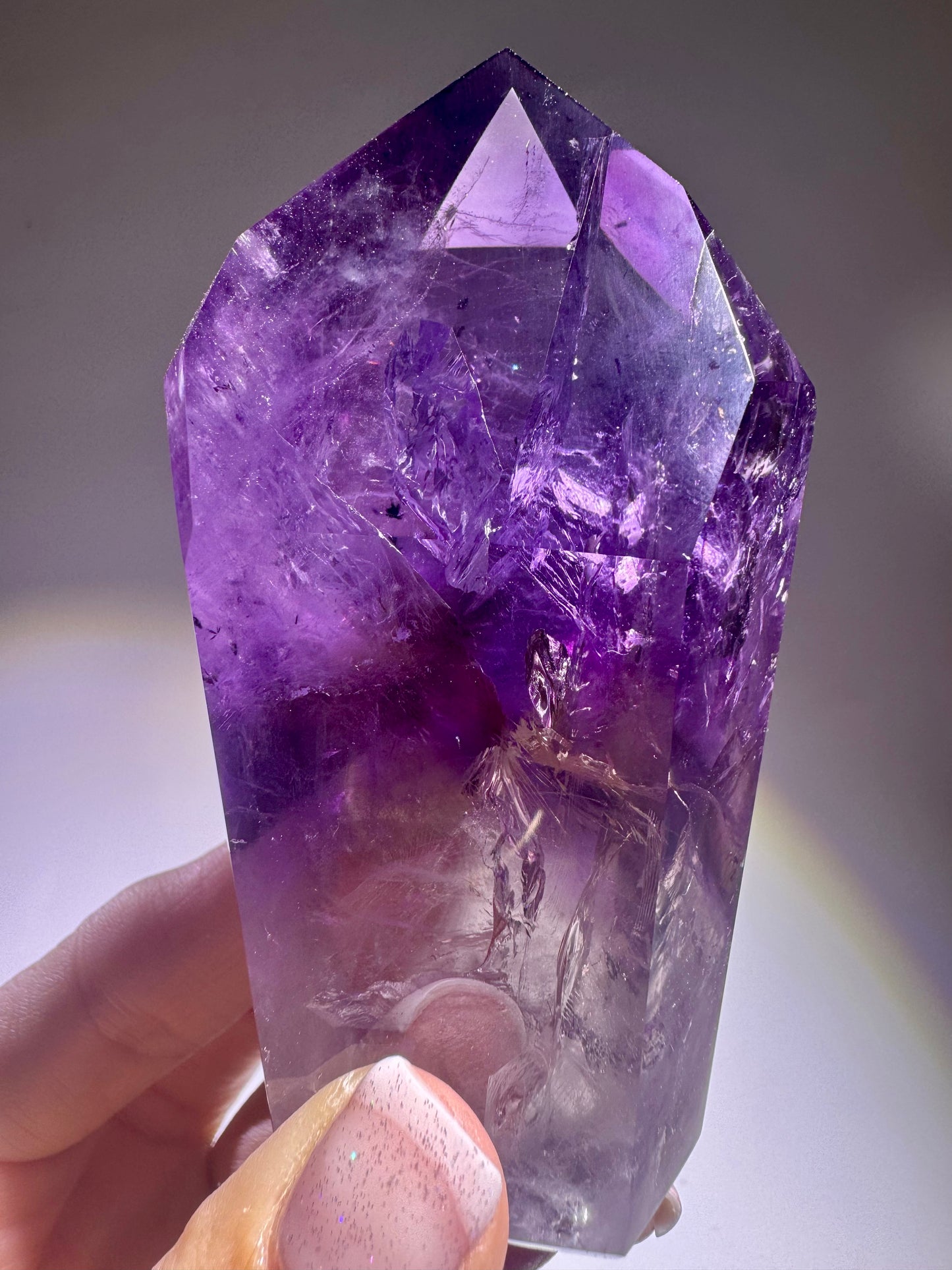 Ametrinspitze 8.5 cm – 192 g – Hochwertiger Amethyst-Citrin mit Regenbogen & Phantomstruktur (Kopie)