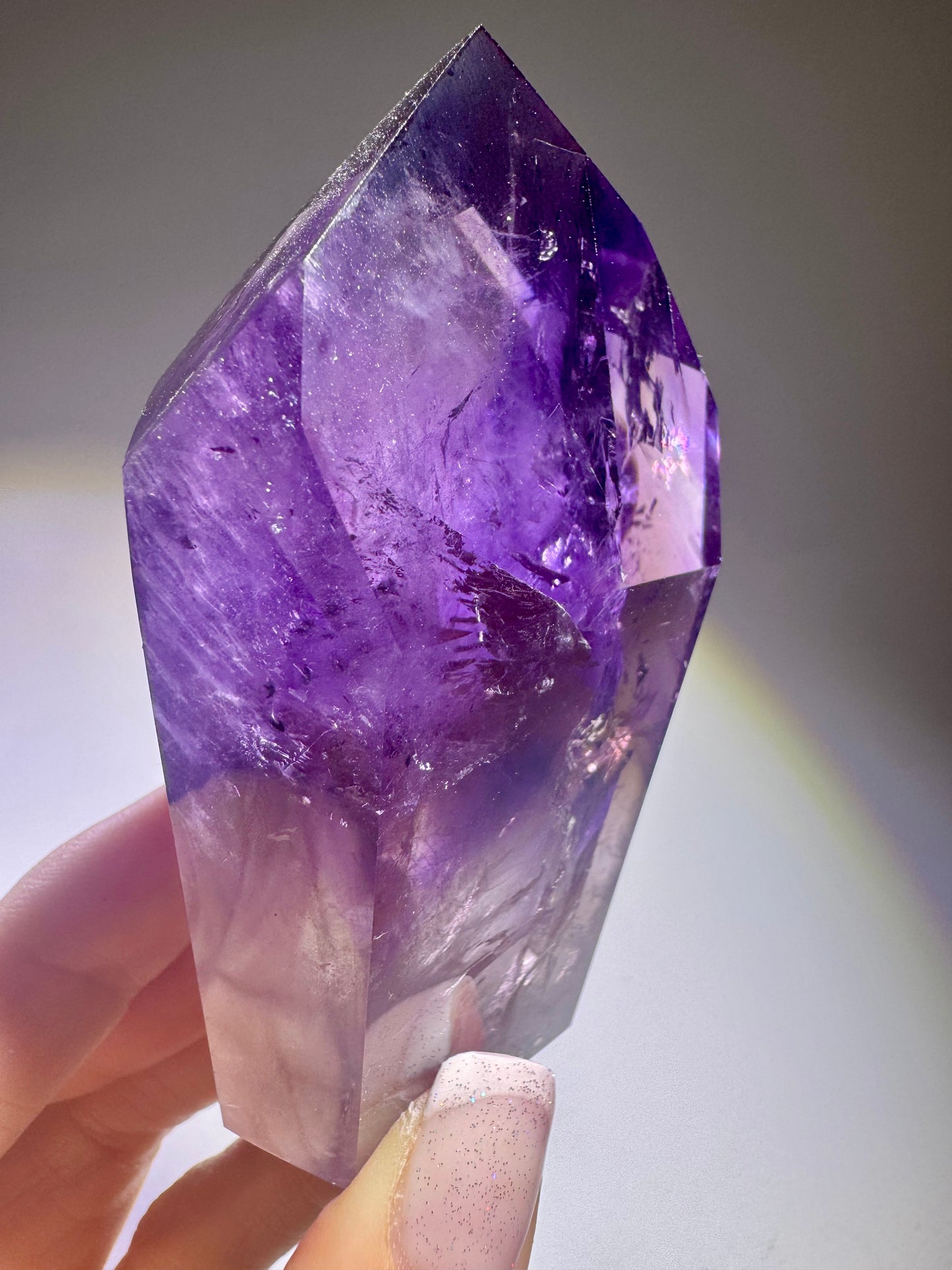 Ametrinspitze 8.5 cm – 192 g – Hochwertiger Amethyst-Citrin mit Regenbogen & Phantomstruktur (Kopie)