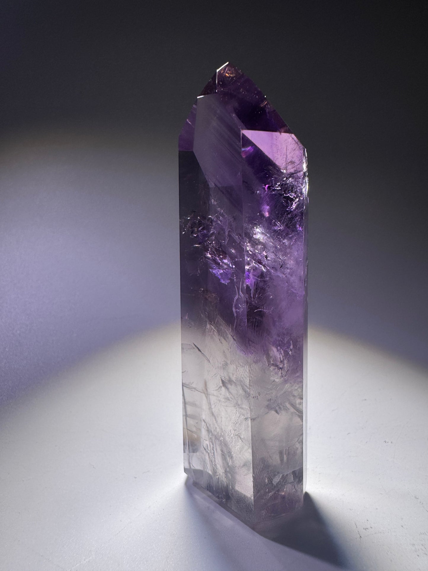 Ametrinspitze 8,2 cm – funkelt wie ein Diamant | klarer Amethyst-Citrin mit Phantomen – 74 g Brasilien