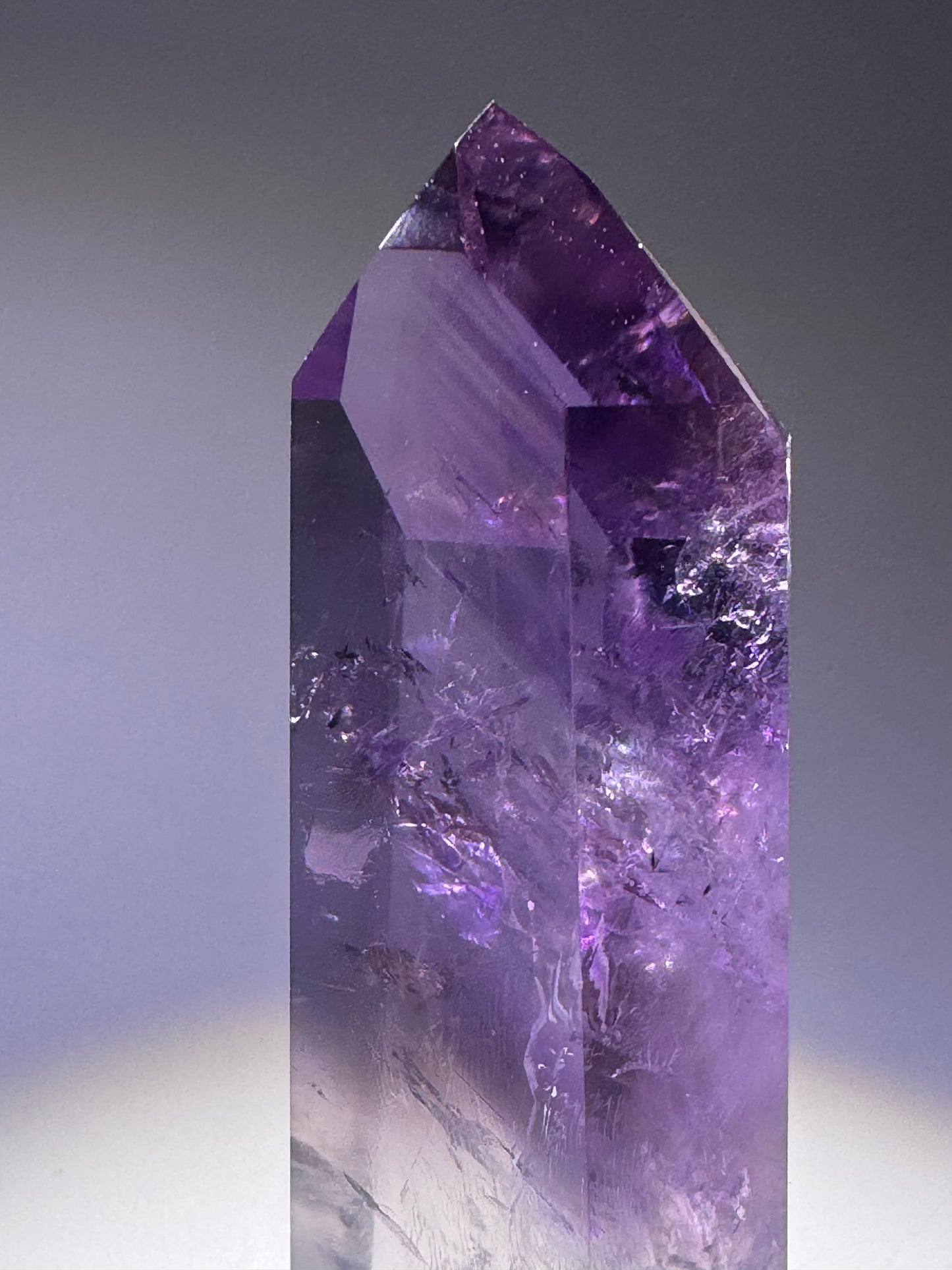 Ametrinspitze 8,2 cm – funkelt wie ein Diamant | klarer Amethyst-Citrin mit Phantomen – 74 g Brasilien