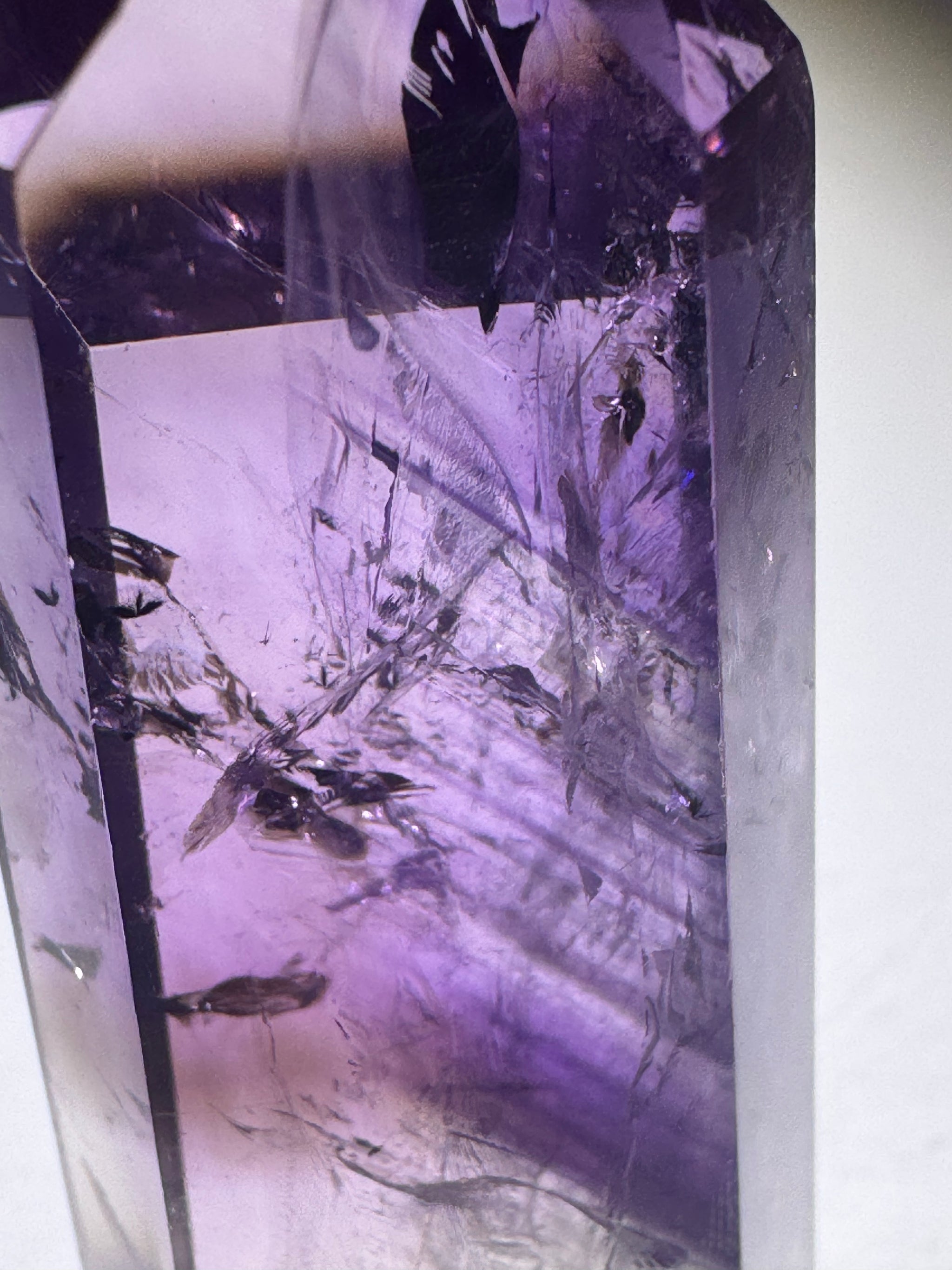 Ametrinspitze 8,2 cm – funkelt wie ein Diamant | klarer Amethyst-Citrin mit Phantomen – 74 g Brasilien