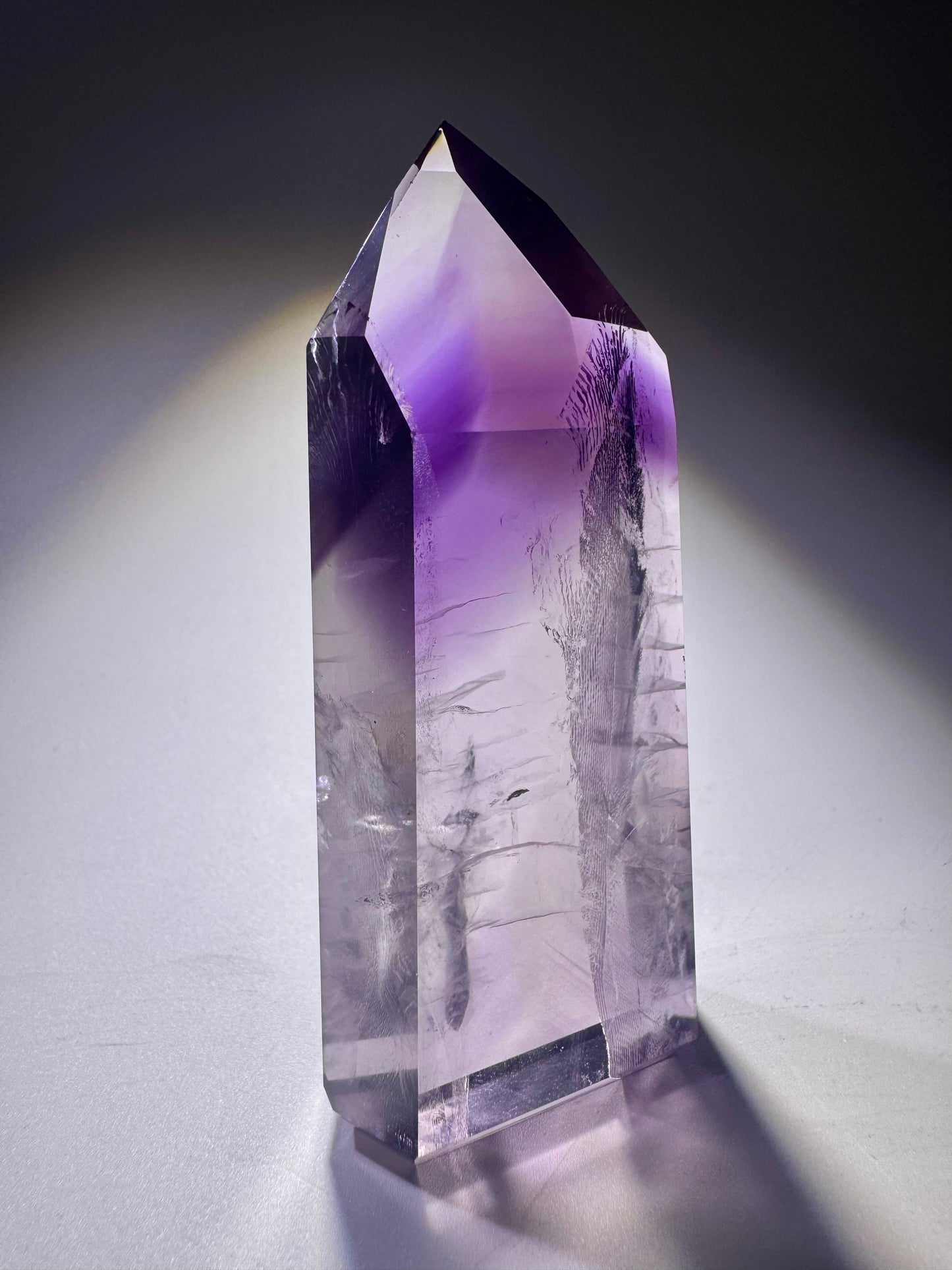 Ametrinspitze 8,4 cm – klarer Edelstein mit Phantomen | Amethyst-Citrin Unikat 93 g Brasilien
