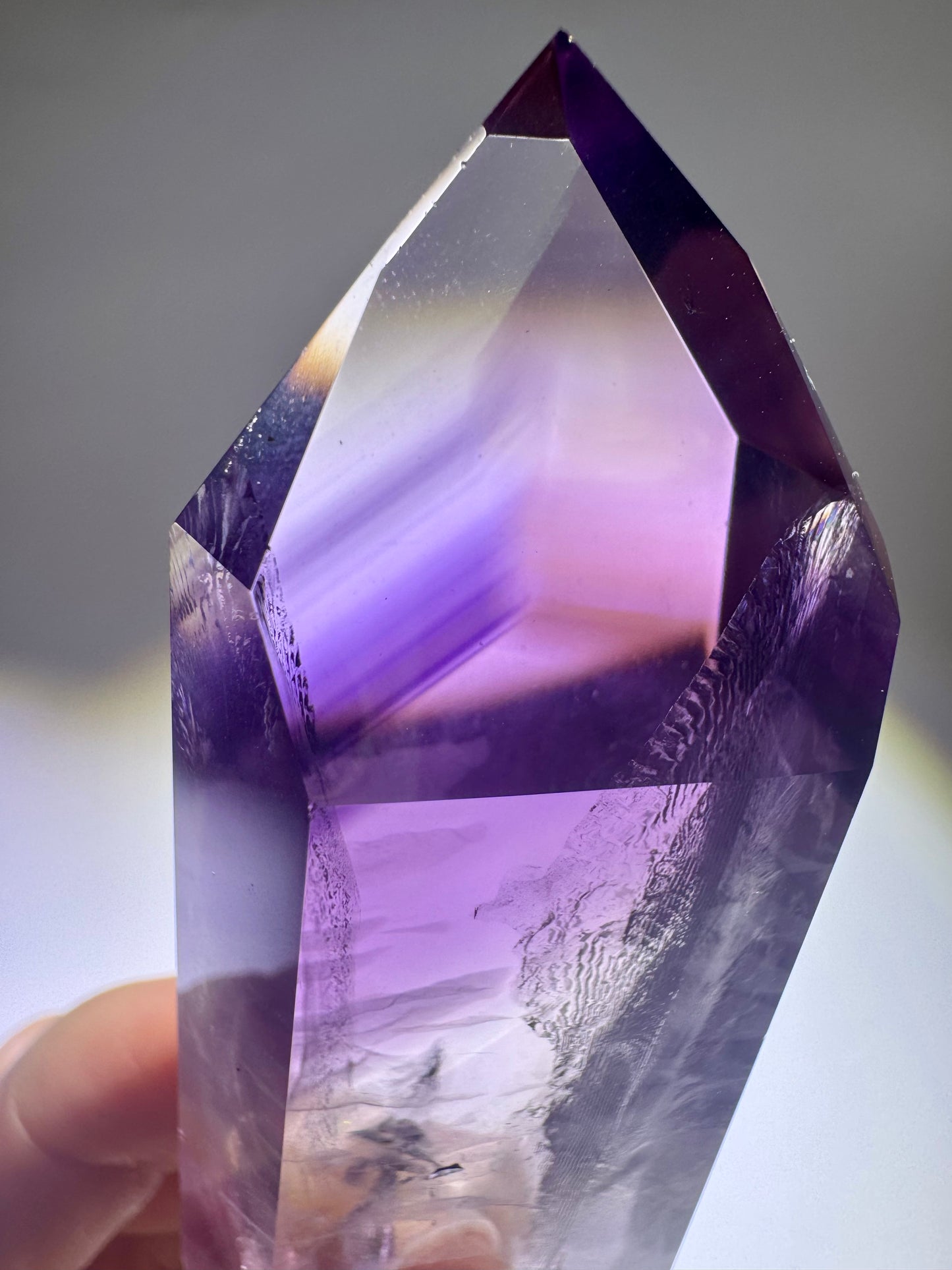 Ametrinspitze 8,4 cm – klarer Edelstein mit Phantomen | Amethyst-Citrin Unikat 93 g Brasilien