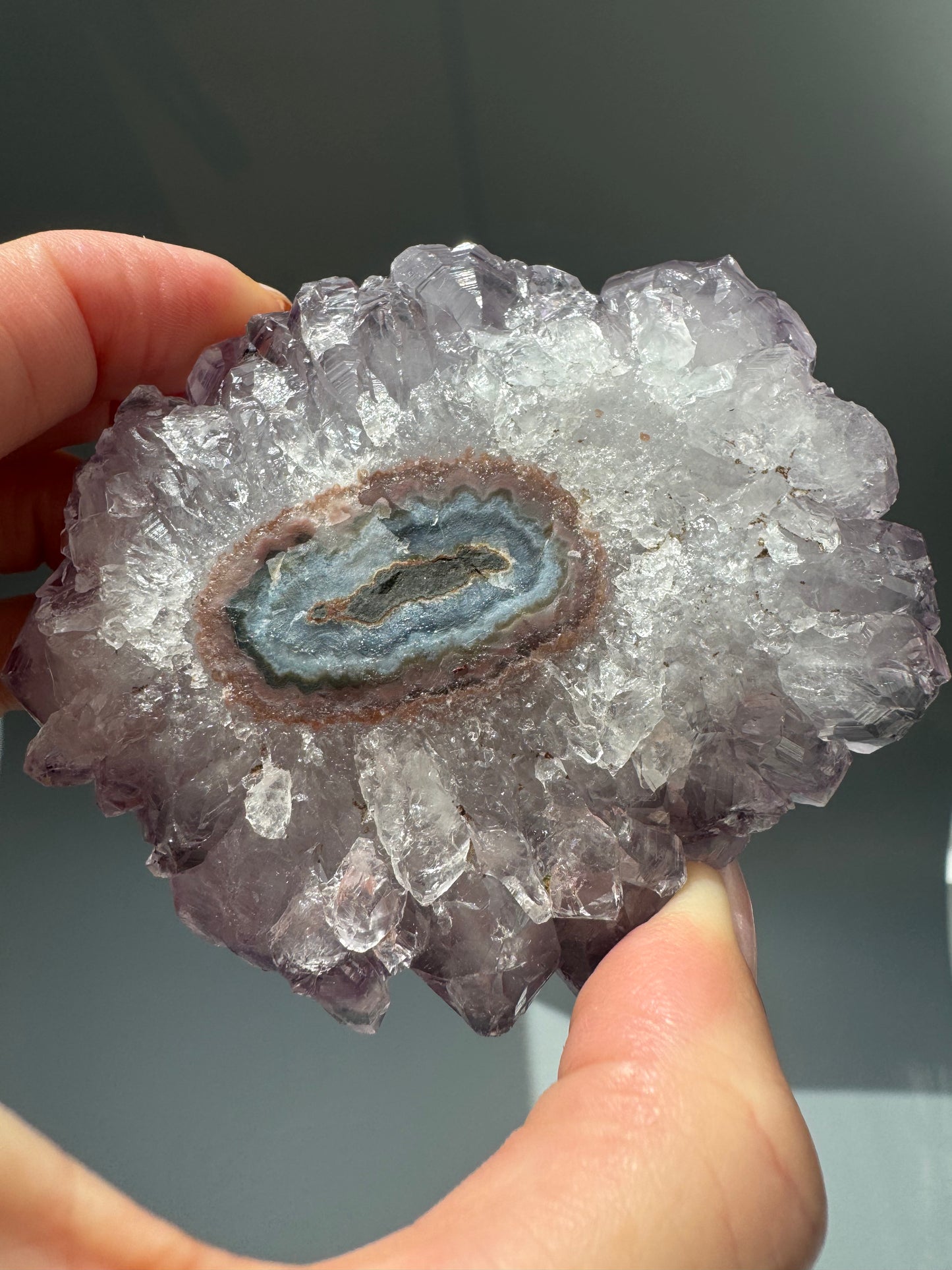 Fiore di ametista color lavanda 7,8 cm dall'Uruguay – Stalattite unica