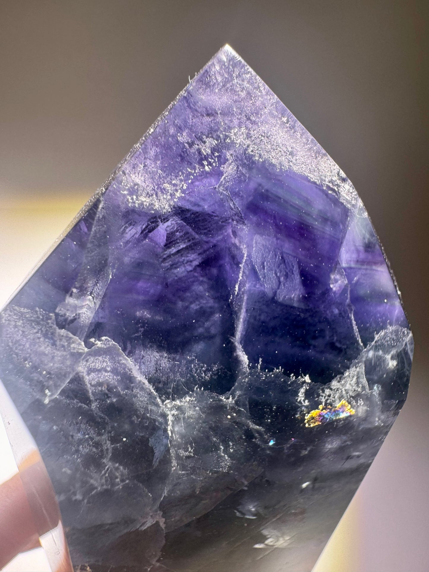 Fluoritspitze mit lila & blauen Nuancen – 12.5 cm, 346 g – Edelstein aus Brasilien 💎✨