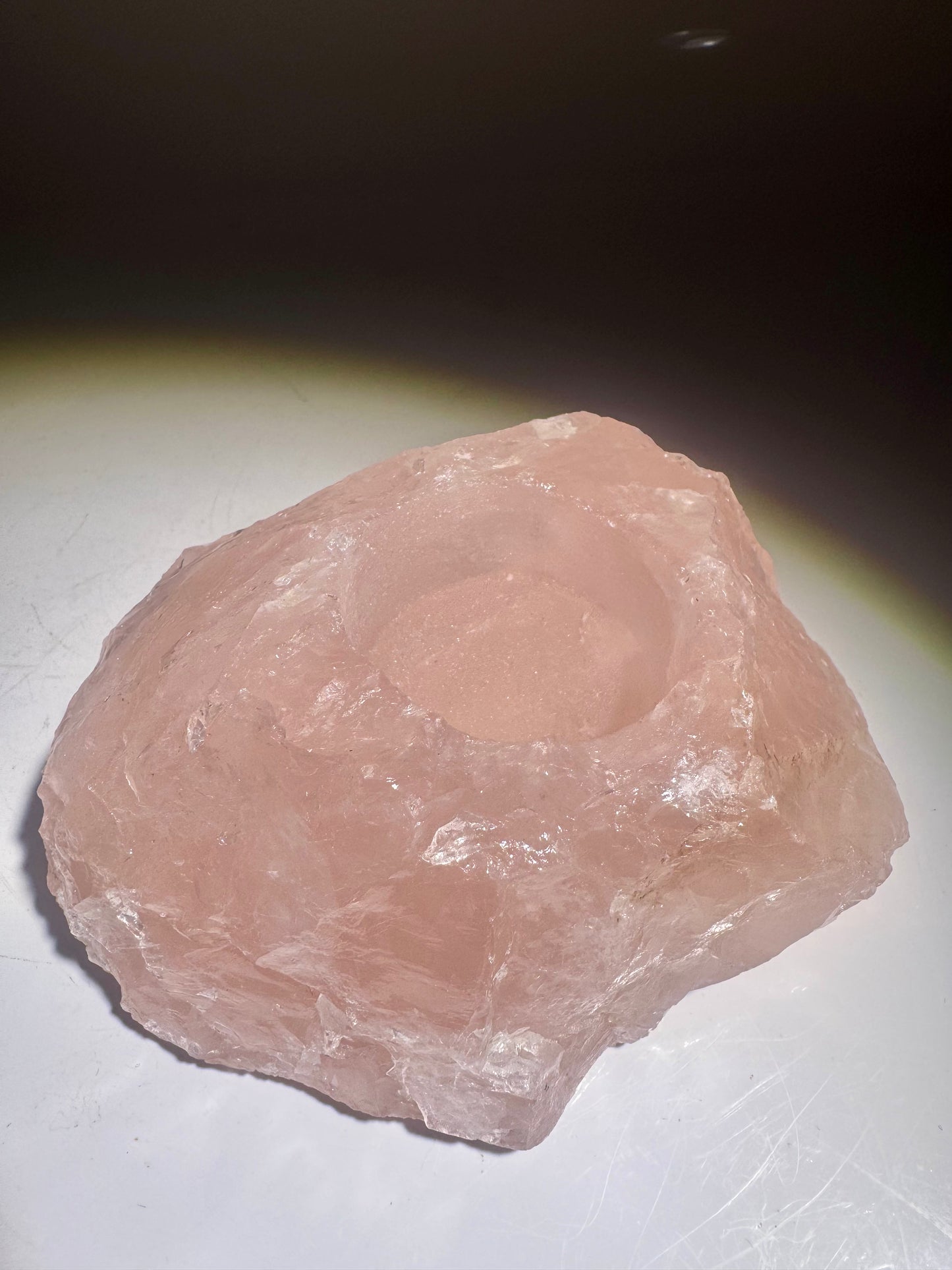 Rosenquarz Teelicht 13cm – Natürlich & Lichtvoll | Sanfte Energie ✨