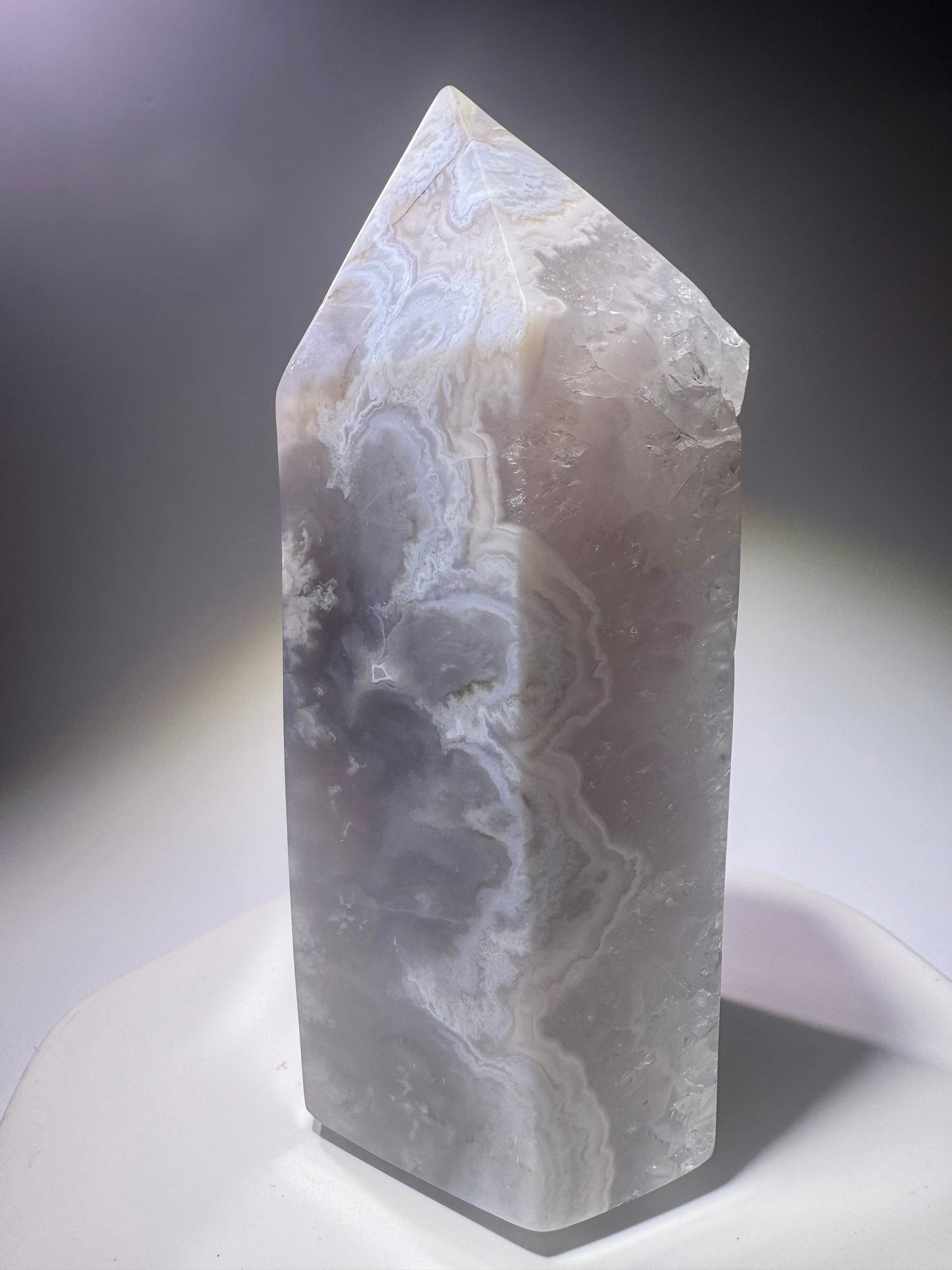Wunderbare Quarzspitze mit grossen Kristallen & Achat-Banding – 1A-Qualität, 13 cm aus Brasilien 🌟✨