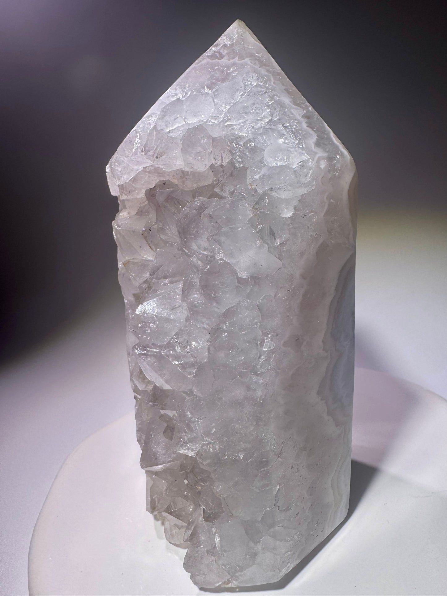 Wunderbare Quarzspitze mit grossen Kristallen & Achat-Banding – 1A-Qualität, 13 cm aus Brasilien 🌟✨