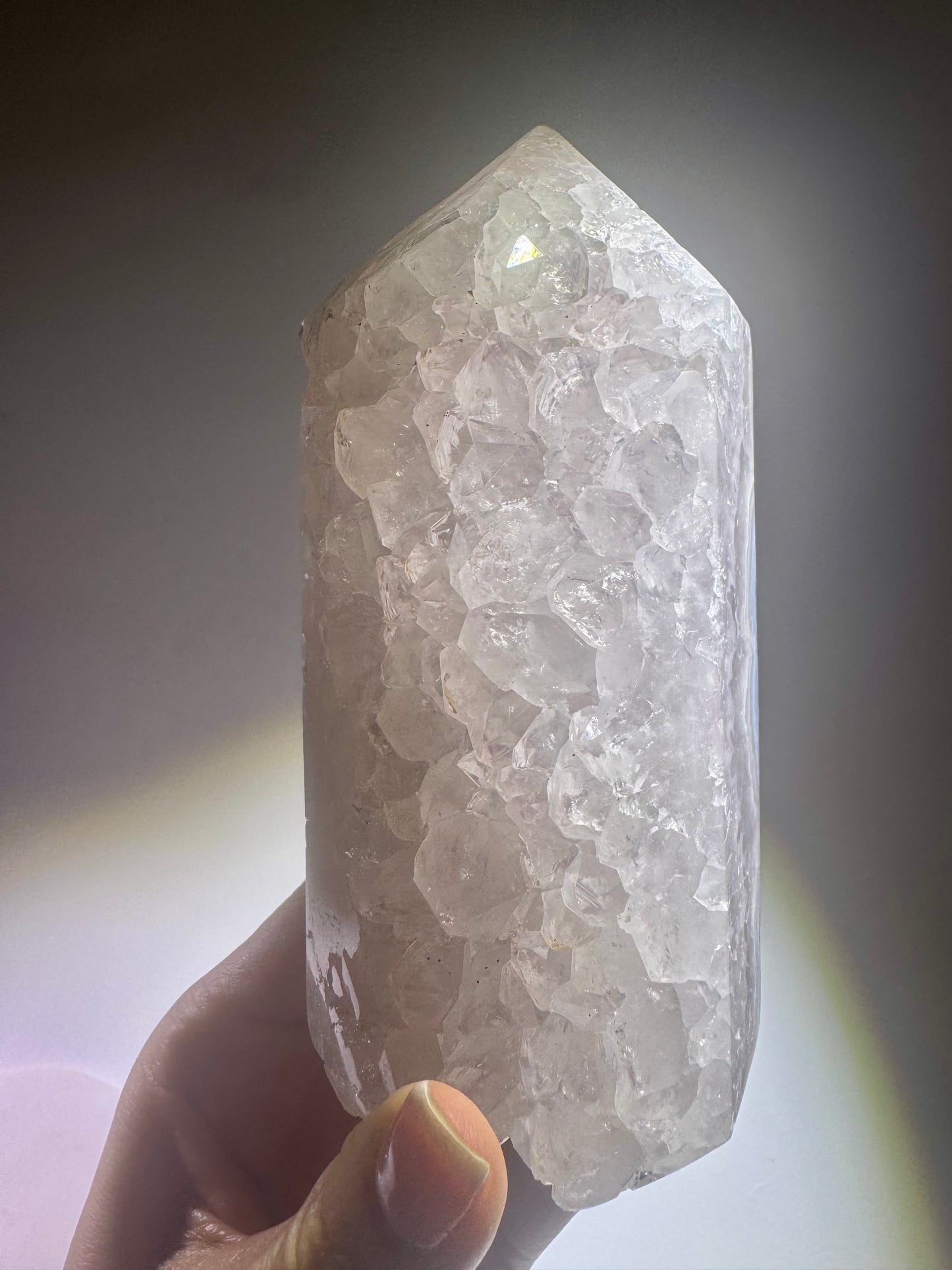 Wunderbare Quarzspitze mit grossen Kristallen & Achat-Banding – 1A-Qualität, 13 cm aus Brasilien 🌟✨