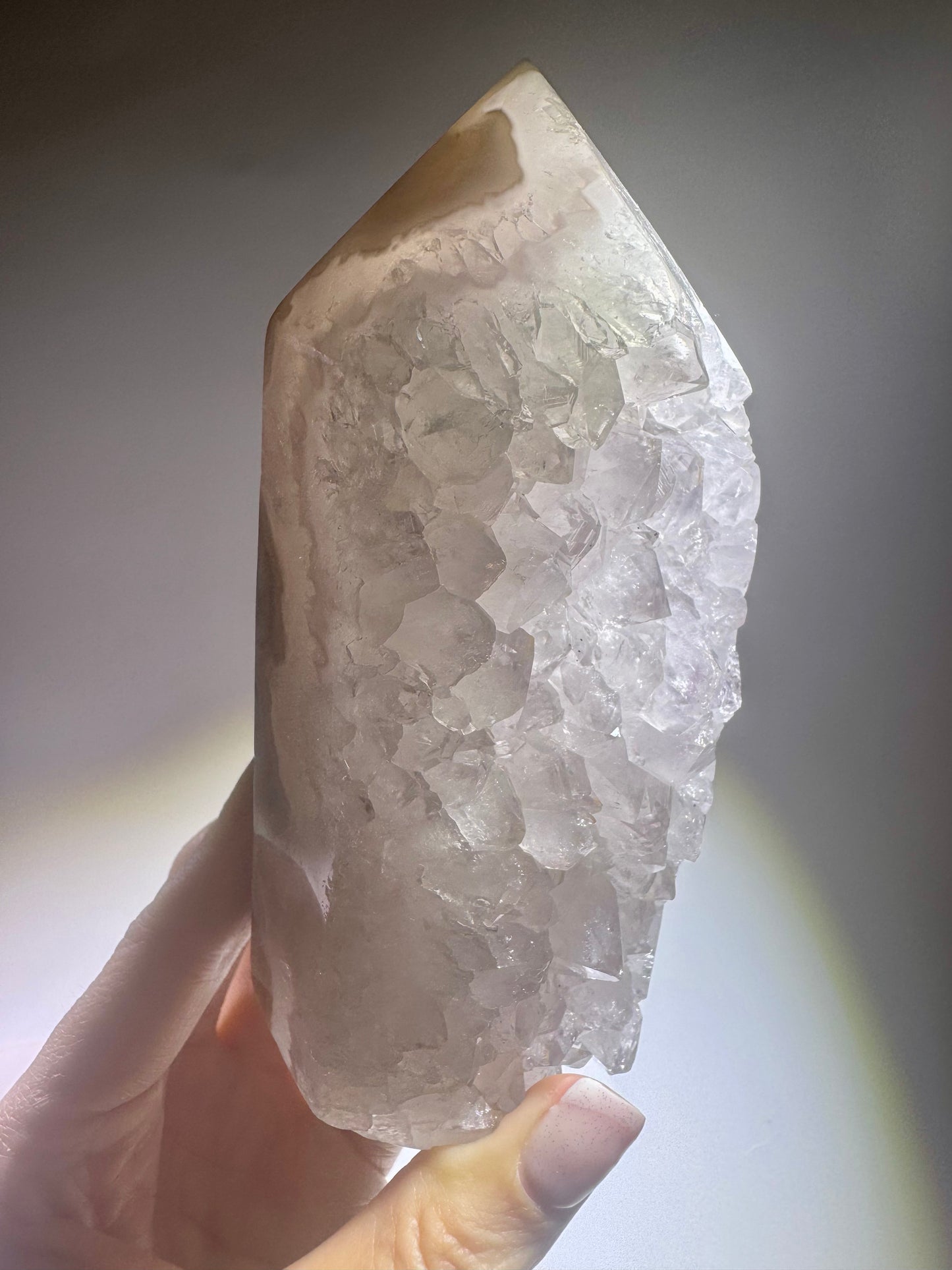 Wunderbare Quarzspitze mit grossen Kristallen & Achat-Banding – 1A-Qualität, 13 cm aus Brasilien 🌟✨