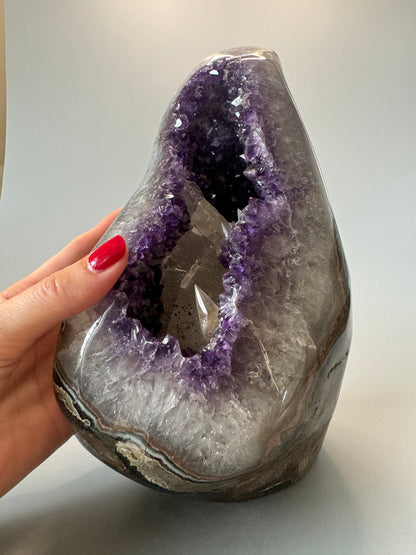 Exklusive seltene Amethyst Kalzit Druse Geode aus Uruguay kaufen - 23cm, 4.52kg UNIQUE CRYSTALS Zürich