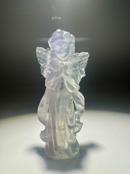 Fluorit Engel 8 cm – Pastell Schutzengel aus Naturstein