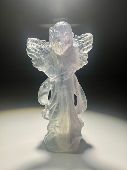Fluorit Engel 8 cm – Pastell Schutzengel aus Naturstein