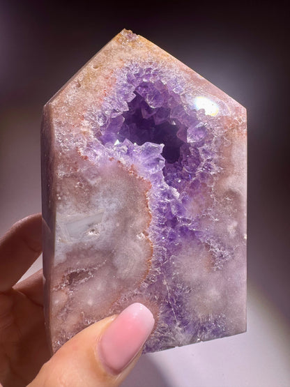Pink Amethyst Kristall 12 cm, 744 g – beidseitig violett kristallisiert – aus Brasilien, Einzelstück 💜