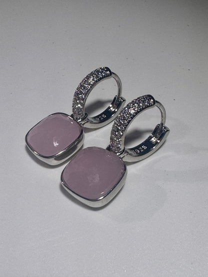 Rosenquarz Ohrringe aus 925 Silber – elegante Ohrhänger mit Zirkonia – romantischer Edelstein 💗