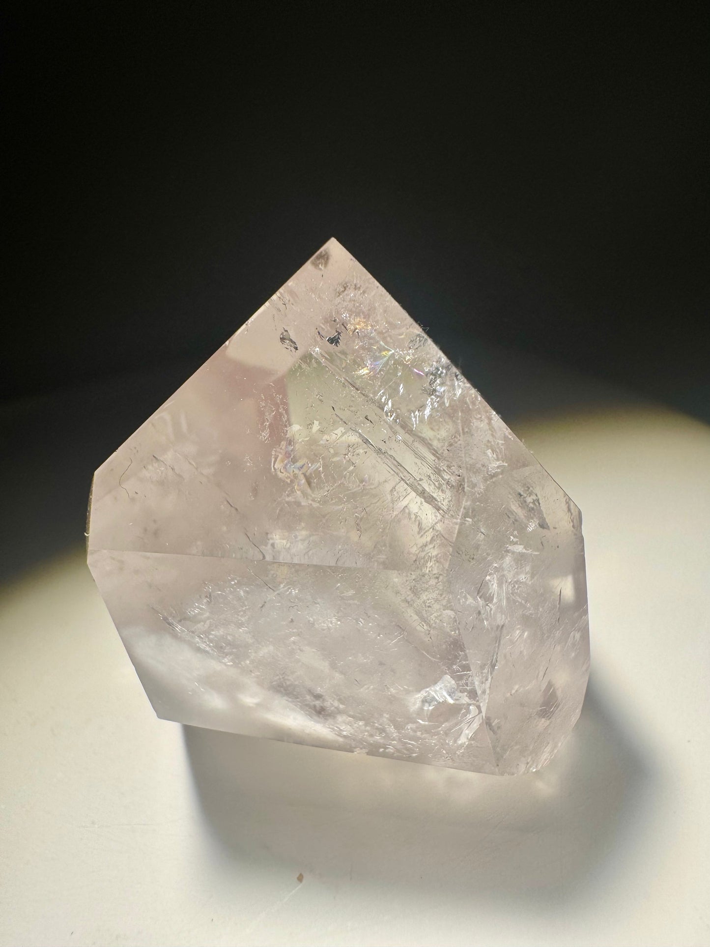 Pink Lithium Spitze mit Phantom & Regenbogen – 3.4 cm, klar & selten aus Brasilien 💗