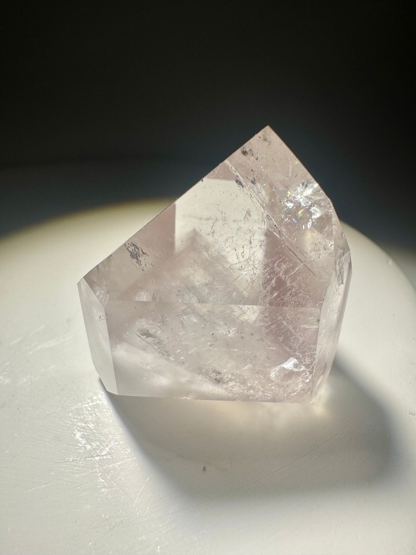 Pink Lithium Spitze mit Phantom & Regenbogen – 3.4 cm, klar & selten aus Brasilien 💗