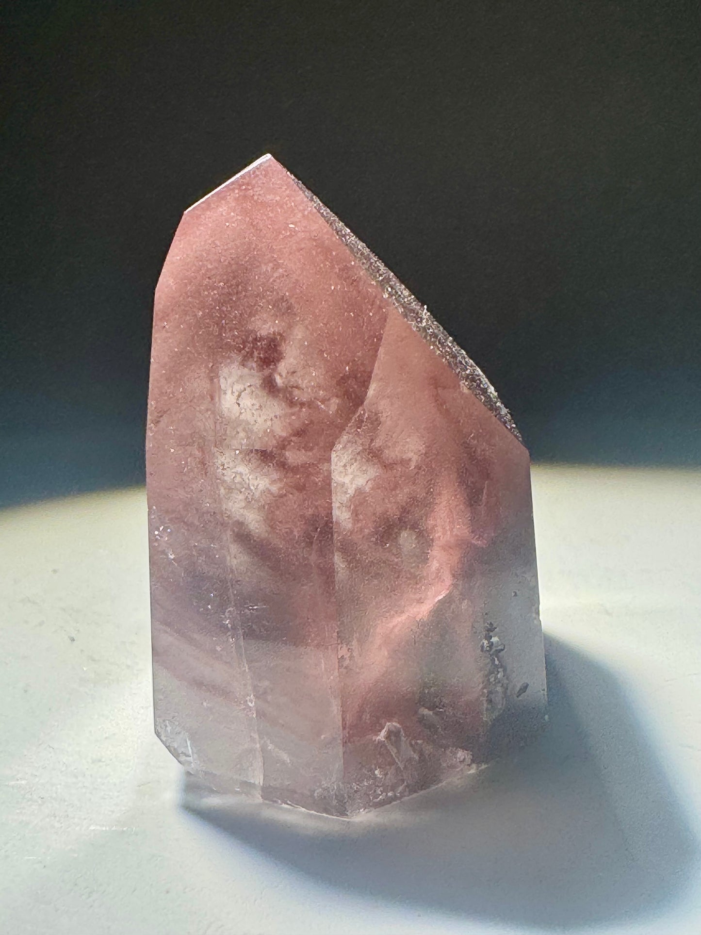 Pink Lithium Kristall mit Phantomen – 3.1 cm, extra Qualität, zartes Rosa, Edelstein aus Brasilien