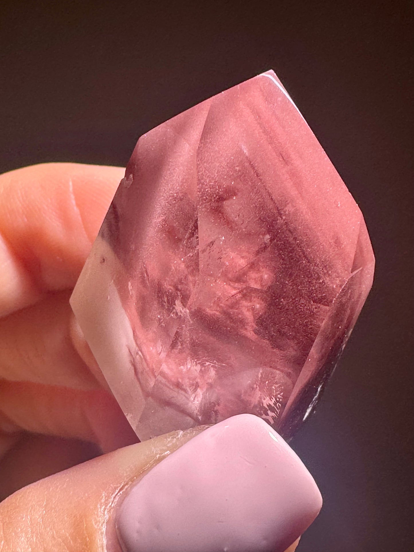 Pink Lithium Kristall mit Phantomen – 3.1 cm, extra Qualität, zartes Rosa, Edelstein aus Brasilien