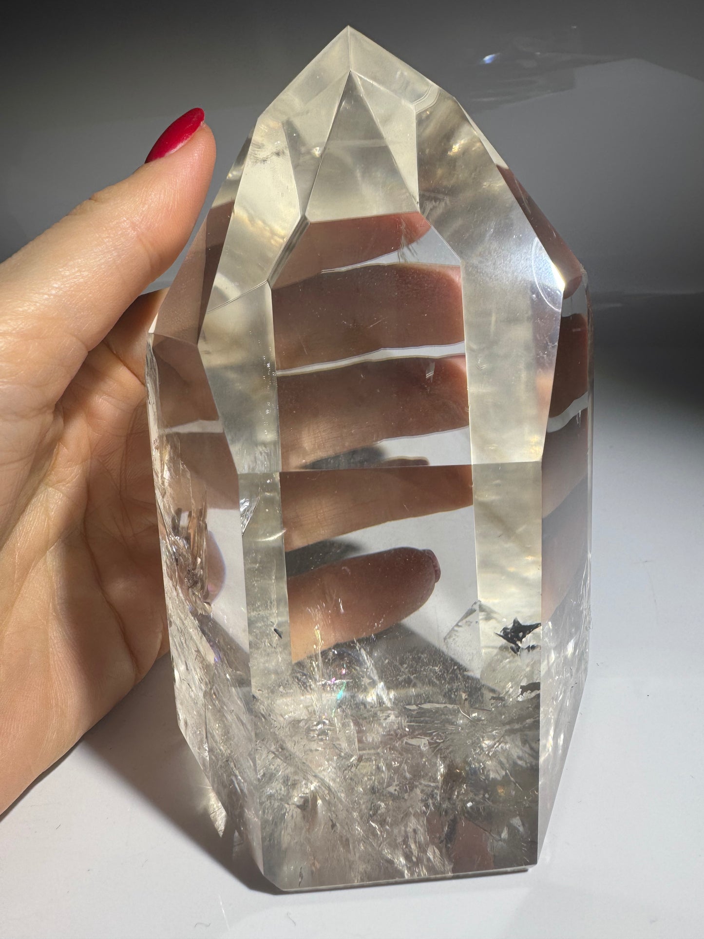 Light Smoky Lemurian Bergkristall · mit Phantom · 12x8.5cm - 981g ✨