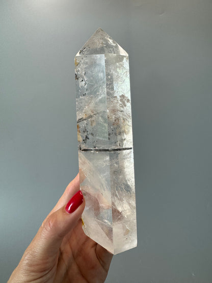 Exklusive klar Quarz Spitze mit Turmalin aus Brasilien - 15cm, 531g