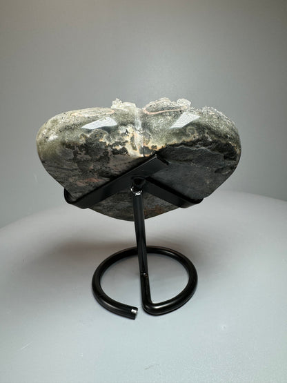 Bezauberndes Amethyst Herz mit Kalzit aus Uruguay - 9cm, 340g
