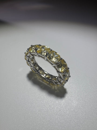 Eleganter Citrin Ring aus 925 Silber – Grösse 6 / 53 – Allianzring mit echter Brillanz