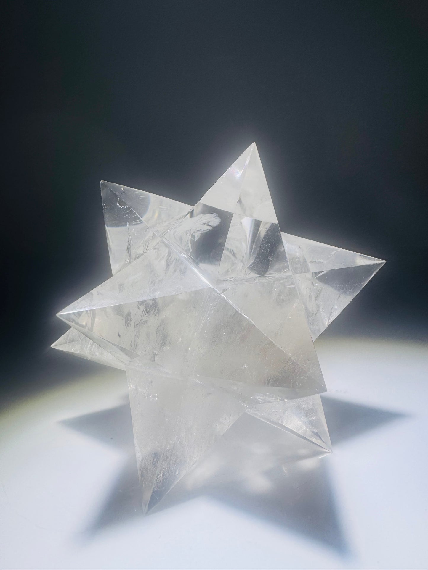 Exklusiver klarer Bergkristall Stern (Merkaba) – Sterntetraeder, Asteroid